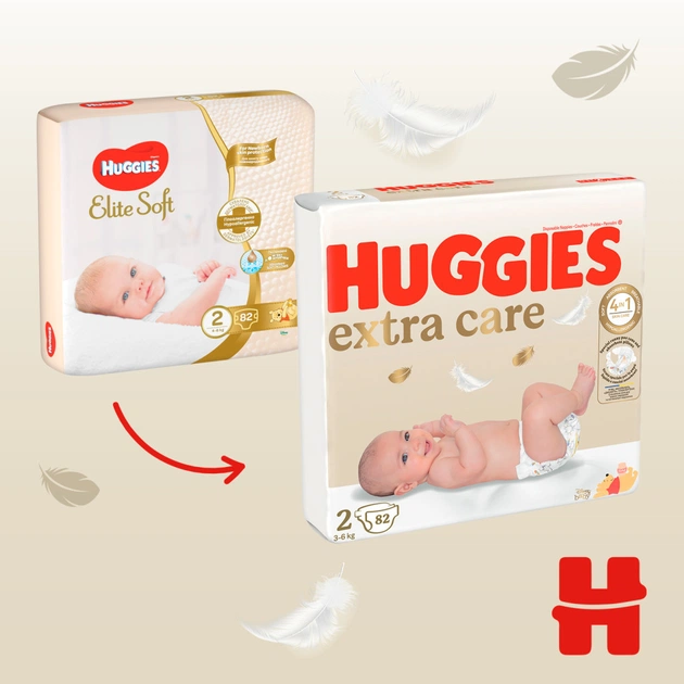Підгузки Huggies Extra Care 2 (3-6 кг), 82 шт (5029053578088) - зображення 4