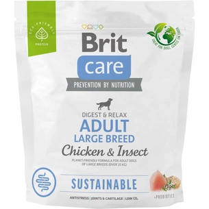 Сухий корм для собак Brit Care Dog Sustainable Adult Large Breed з куркою та комахами 1 кг (8595602558766) зображення 1
