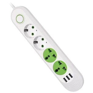 Мережевий фільтр живлення Voltronic F01U, 2роз EU + 2роз Universal, 3*USB White (F01U-White) зображення 1