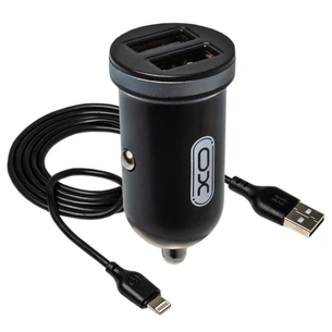 Зарядний пристрій XO 2xUSB 2.1A + cable USB to Lightning black (TZ08-L-BK) зображення 1