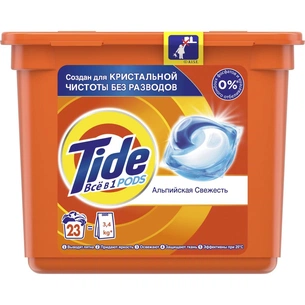 Капсули для прання Tide Все-в-1 Альпійська свіжість 23 шт. (4015400897675) зображення 1