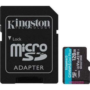 Карта пам'яті Kingston 128GB microSDXC class 10 UHS-I U3 A2 Canvas Go Plus (SDCG3/128GB) зображення 1