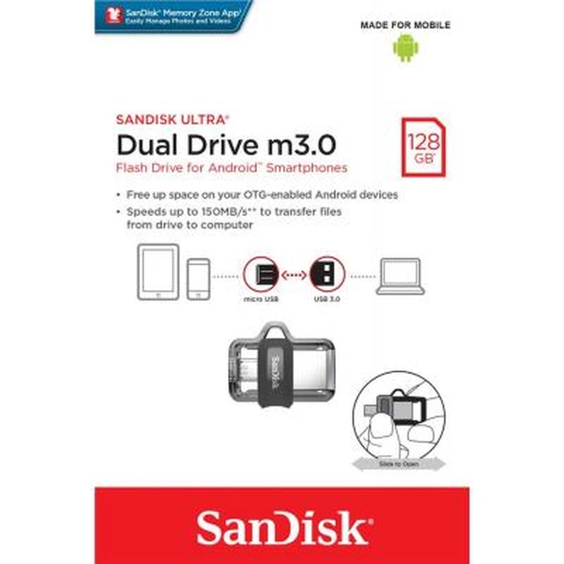 USB флеш накопичувач SanDisk 128GB Ultra Dual Drive M3.0 USB 3.0 (SDDD3-128G-G46) - зображення 7