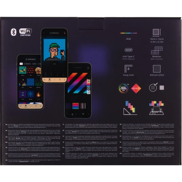 Гірлянда Twinkly Панель Smart LED Squares 1+5 RGB, Gen II, IP20, 16x16см, білий (TWQ064STW-07-BEU) - picture 12