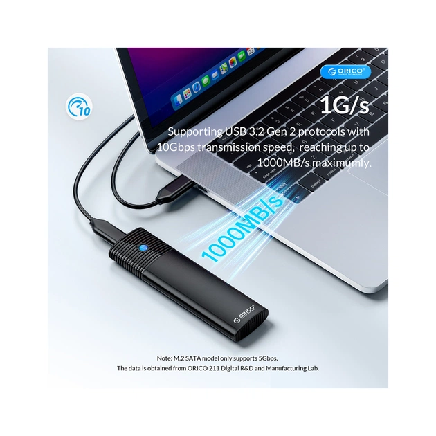Кишеня зовнішня Orico USB3.2 Gen2 USB-C M.2 NVMe/NGFF(SATA) Dual Protocol SSD (HC380503) - picture 3