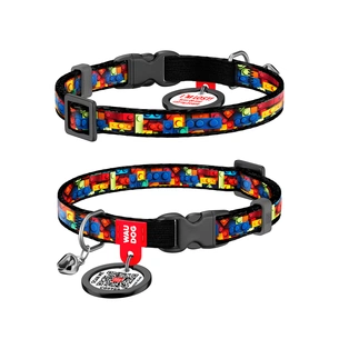 Нашийник для тварин WAUDOG Nylon з QR паспортом "Блоки" пластиковий фастекс XS 20-30 см (279-4056) зображення 1