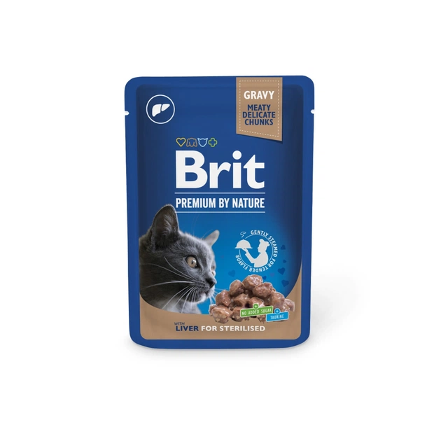 Влажный корм для кошек Brit Premium с печенью для стерилизованных 100 г (8595602548453) - изображение 1