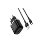 Зарядний пристрій BOROFONE BA36A High Speed USB QC3.0 + cable USB to USB-C 18W Black (6931474716002) - зменшене зображення 2
