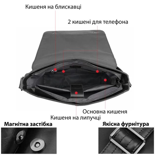 Сумка Vintage Чорна (20435) - зображення 4