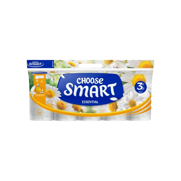 Туалетний папір Smart Tissue Essential Chamomile 3 шари 10 рулонів (5944582100114) - зображення 1