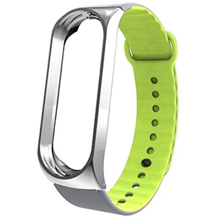 Ремінець до фітнес браслета Armorstandart Sport Silicone Band для Xiaomi Mi Band 3 Silver/Green (ARM54516) зображення 1