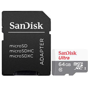Карта пам'яті SanDisk 64GB microSD class 10 Ultra Light (SDSQUNR-064G-GN3MA) зображення 1