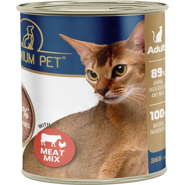 Паштет для котів PREMIUM PET м’ясне асорті 360 г (4820255192239) - зображення 1