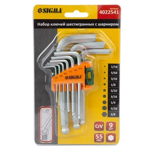 Ключ Sigma шестигранний 9шт 1/16-3/8" CrV (короткий) (4022541) зображення 1