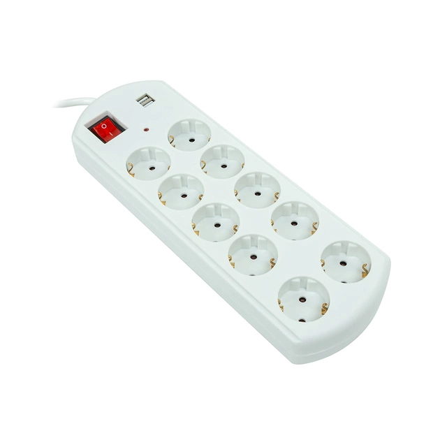Сетевой фильтр питания PowerPlant 10м, 10 розеток, USB, євро, 100% мідь (YS-N6065/10) (EX610563) - изображение 1