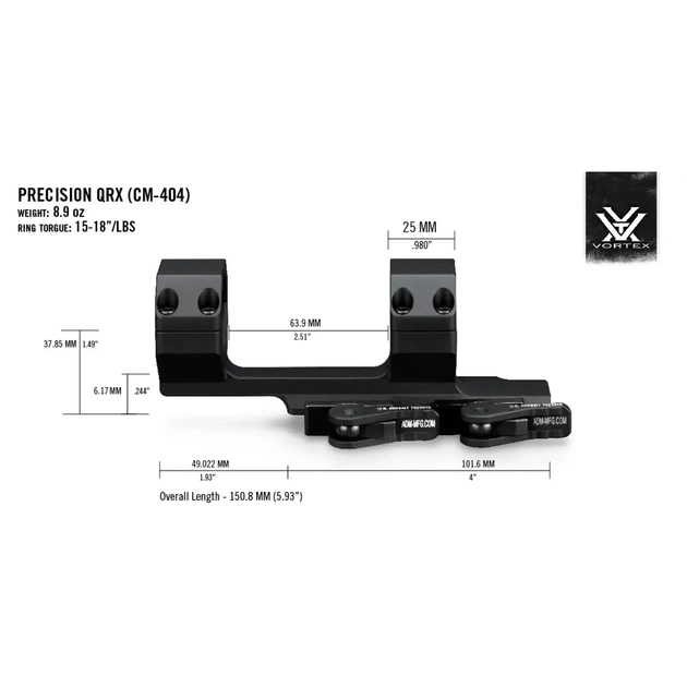 Кріплення для прицілу Vortex Precision QR Cantilever 30mm 2" offset (CM-404) (930349) - picture 5