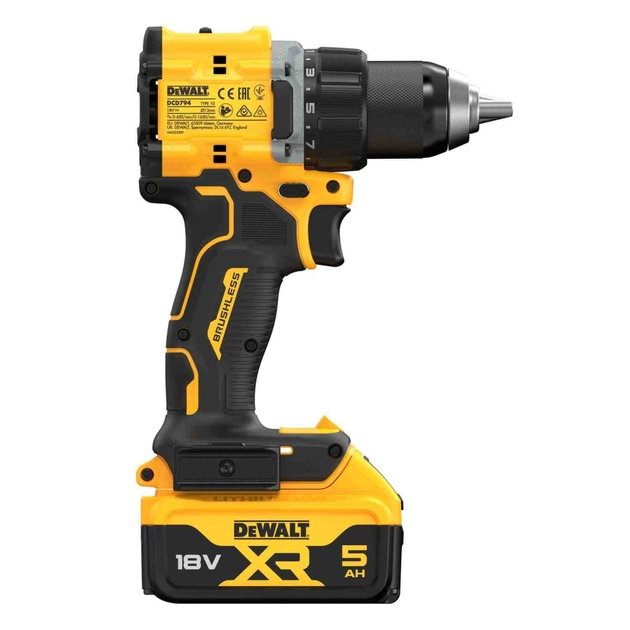 Шуруповерт DeWALT XR Li-Ion 18V, 2x5Ah, 74 Нм, 0-450/0-1650 об/хв, 1.12 кг, TSTAK (DCD794P2T) - picture 4