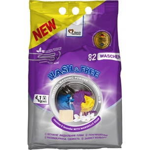 Пральний порошок Wash&Free Universal Жасмін та лаванда з марсельським милом 4.1 кг (4262396140906) зображення 1