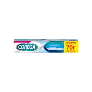 Крем для фіксації зубних протезів Corega Екстра сильний 70 г (4820127150206) зображення 1
