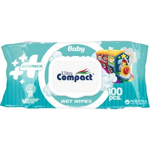Дитячі вологі серветки Ultra Compact Ecopack з клапаном, 100 шт (8697420534721) зображення 1
