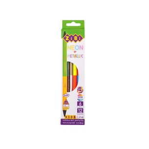 Олівці кольорові ZiBi Kids line Neon+Metallic, 6 шт. 12 кольорів (ZB.2465) зображення 1