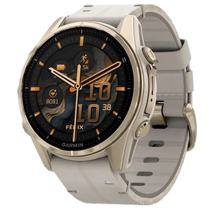 Смарт-годинник Garmin fenix 8 43mm, AMOLED, Saph, SftGldSS/FogGryLeatherBnd, Excl, GPS (010-02903-40) зображення 1
