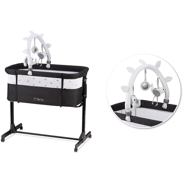 Кроватка MoMi Приставне ліжечко MoMi REVO (колір - dark grey) (LOZE00021) - изображение 4