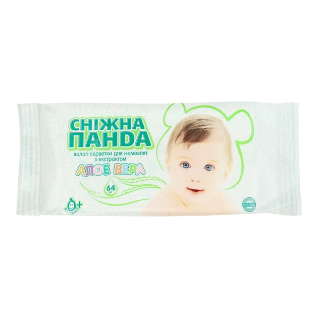 Дитячі вологі серветки Сніжна Панда для немовлят Алое 64 шт. (4820144460463) - зображення 1