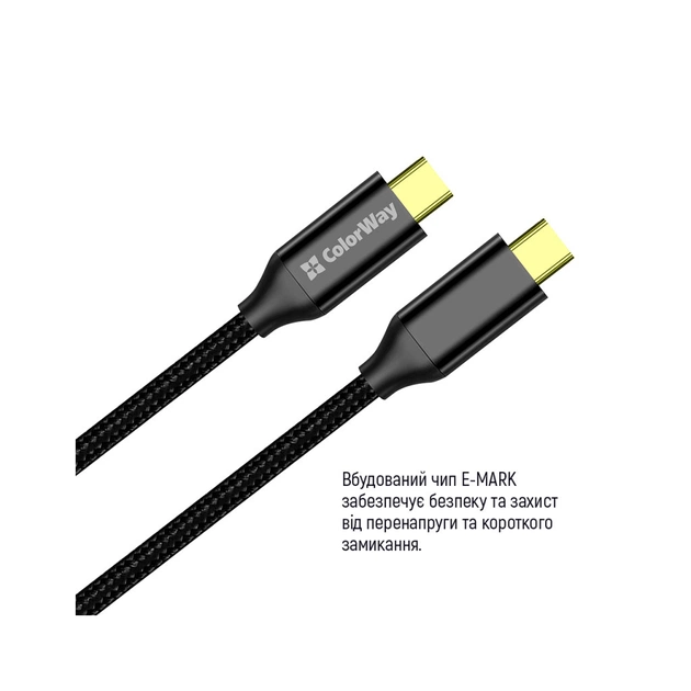 Дата кабель USB-C to USB-C 1.0m USB3.2 (20Gbps 4K PD100W) Gen2 5А black ColorWay (CW-CBPDCC062-BK) - picture 11