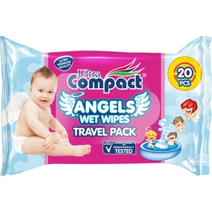 Дитячі вологі серветки Ultra Compact Angels Baby 20 шт (8697420533328) зображення 1