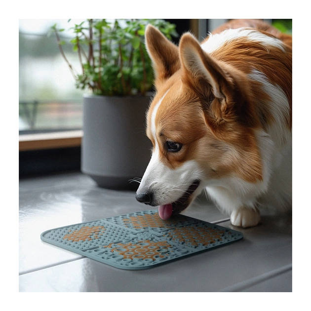 Універсальний посуд для тварин WAUDOG Silicone Килимок для злизування 19х19х1 см сірий (235211) - зображення 6