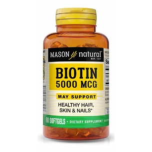 Вітамін Mason Natural Біотин 5000 мкг, Biotin, 60 гелевих капсул (MAV16325) зображення 1