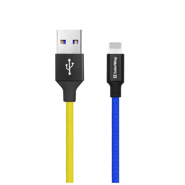Дата кабель USB 2.0 AM to Lightning 1.0m National ColorWay (CW-CBUL052-BLY) - изображение 1
