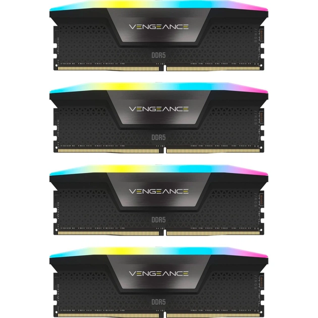 Модуль пам'яті для комп'ютера DDR5 96GB (4x24GB) 6000 MHz Vengeance RGB Black Corsair (CMH96GX5M4B6000C30) - изображение 1