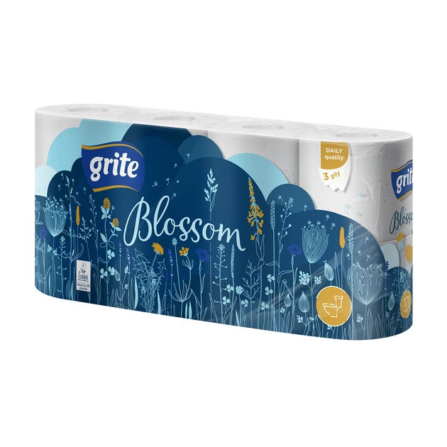 Туалетний папір Grite Blossom 3 шари 8 рулонів (4770023348675/4770023346749) - зображення 1