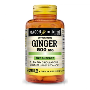 Травы Mason Natural Имбирь 500 мг, Ginger, 60 капсул (MAV11395) изображение 1