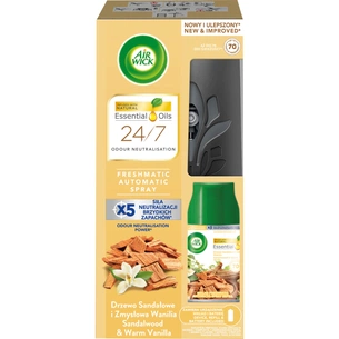 Освіжувач повітря Air Wick Автоматичний зі змінним балоном Сандалове дерево та чуттєва ваніль 250 мл (5908252010110) зображення 1