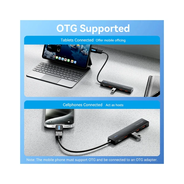 Концентратор Vention USB to 4xUSB 3.2 Gen2 + USB-C 10Gbps 0.15m black (CHOBB) - зображення 7