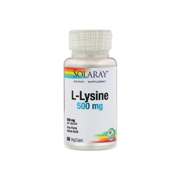Амінокислота Solaray L-Лізин, L-Lysine, 500 мг, 60 капсул (SOR-04940) - зображення 1