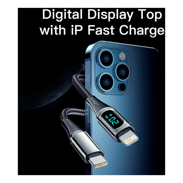 Дата кабель USB-C to Lightning 1.0m 20W Digital Display blue Essager (EXCTL-YD03) - зображення 8