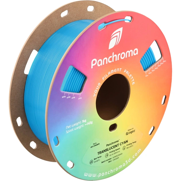Пластик для 3D-принтера Polymaker PLA PANCHROMA TRANSLUCENT 1,75mm 1kg CYAN (CA02001) - изображение 1
