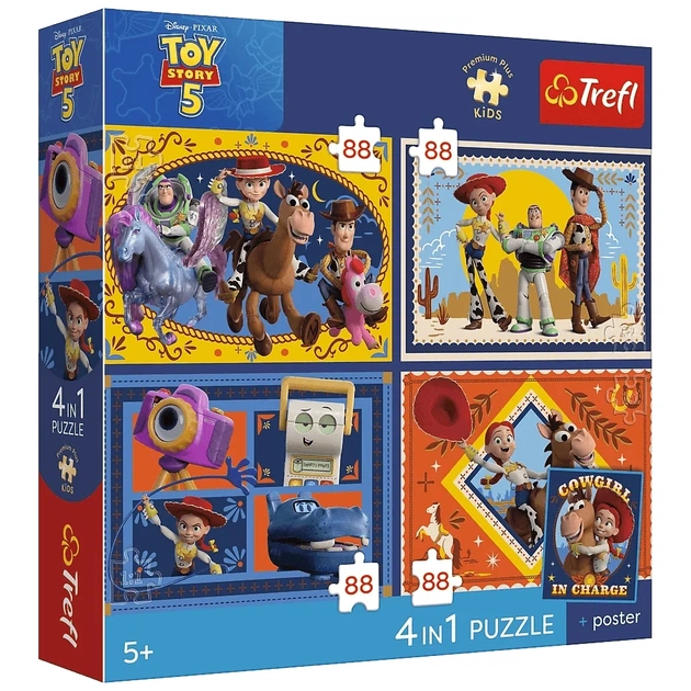 Пазл Trefl Premium Plus Kids Toy Story 5 Время игрушек 4х88 шт элементов (5900511347012) - изображение 1