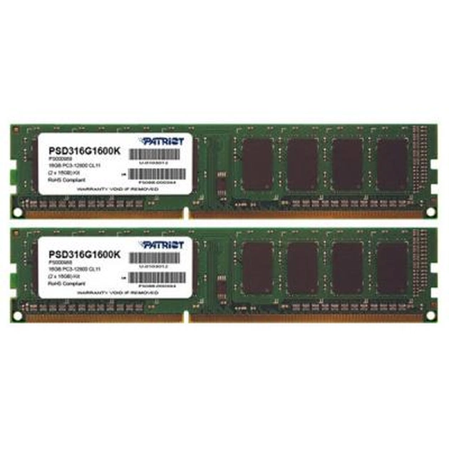 Модуль пам'яті для комп'ютера DDR3 16GB (2x8GB) 1600 MHz Patriot (PSD316G1600K) - изображение 1