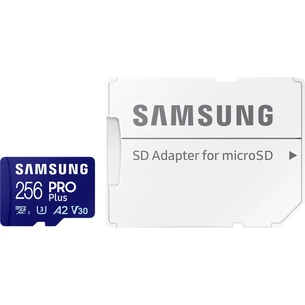 Карта пам'яті Samsung 256 GB microSDXC Pro Plus UHS-I U3 V30 A2 Class 10 + SD-adap (MB-MD256SA/EU) изображение 1