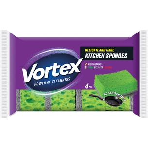 Губки кухонні Vortex для делікатних поверхонь 4 шт. (4823071634327) зображення 1