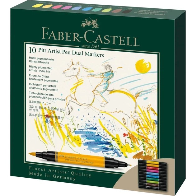 Художественный маркер Faber-Castell двухсторонних Pitt Artist Pen Dual Marker, 10 цветов (32417) - изображение 1