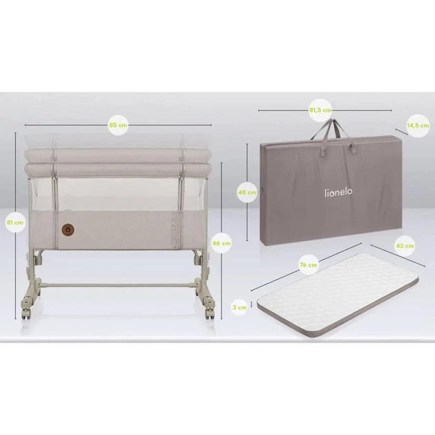 Ліжечко Lionelo приставне Aurora Beige Sand (LO-AURORA BEIGE SAND) - picture 6