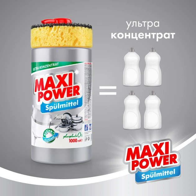 Засіб для ручного миття посуду Maxi Power Платинум 1000 мл (4823098402794) - picture 3