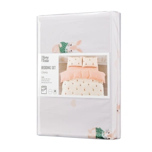 Постільна білизна Ardesto Gloria сатин кролики, бежевий полуториний євро 160х220 (ART1622BR) зображення 1