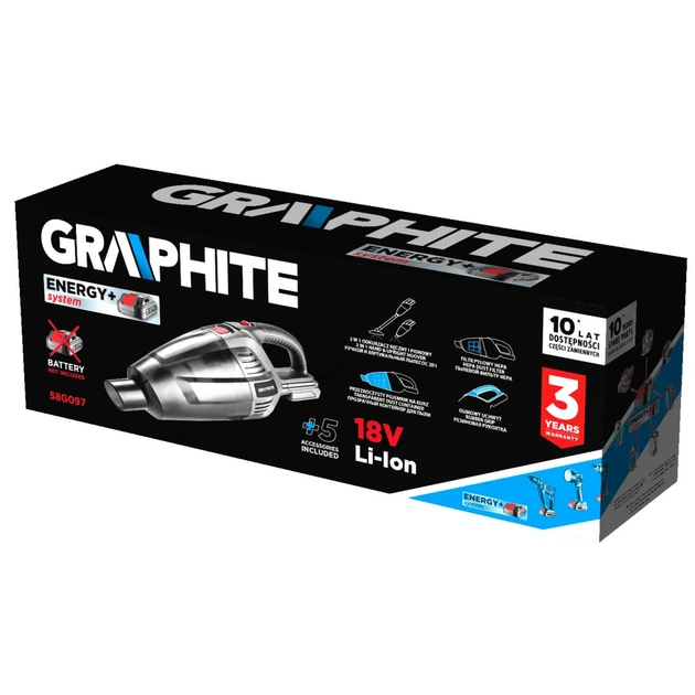 Пилосос будівельний Graphite Energy+ (58G097) - зображення 10